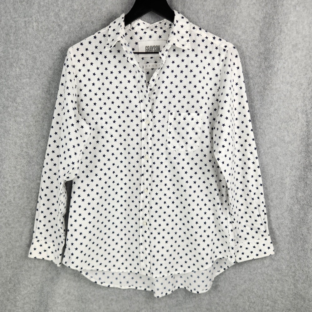 Grayson The Hero Shirt Womens 3 M Medium Stars Print Cotton Button Down
